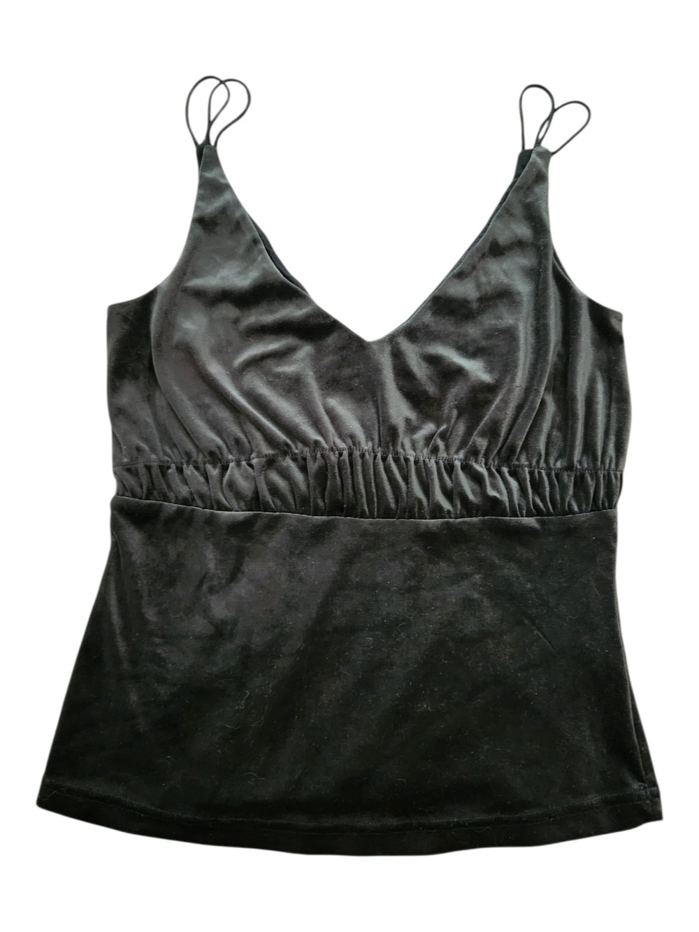 Express Black Velvet V-Neck Double-Spaghetti Strap Camisole Charcoal Grey Size S